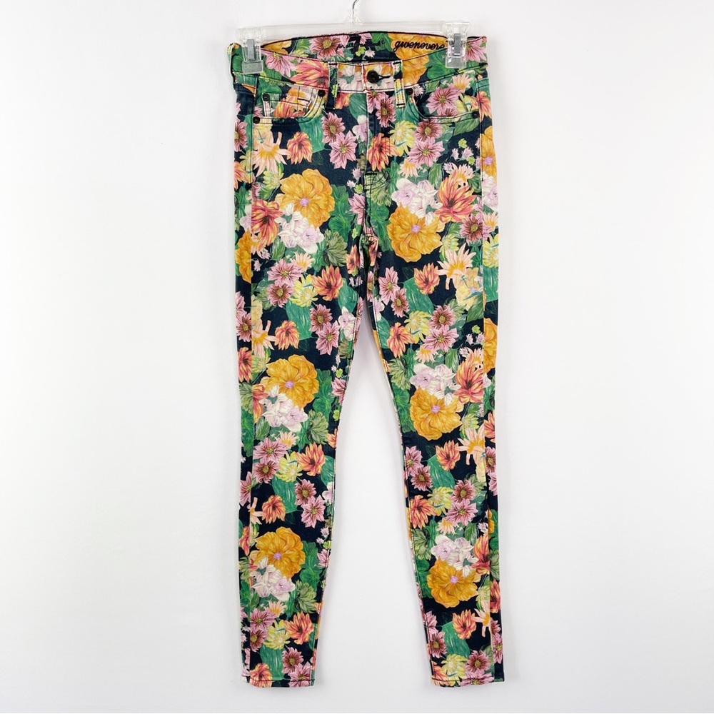 Seven 7 For All Mankind GWENEVERE Floral Skinny Jeans Size 24 Stretchy Colorful